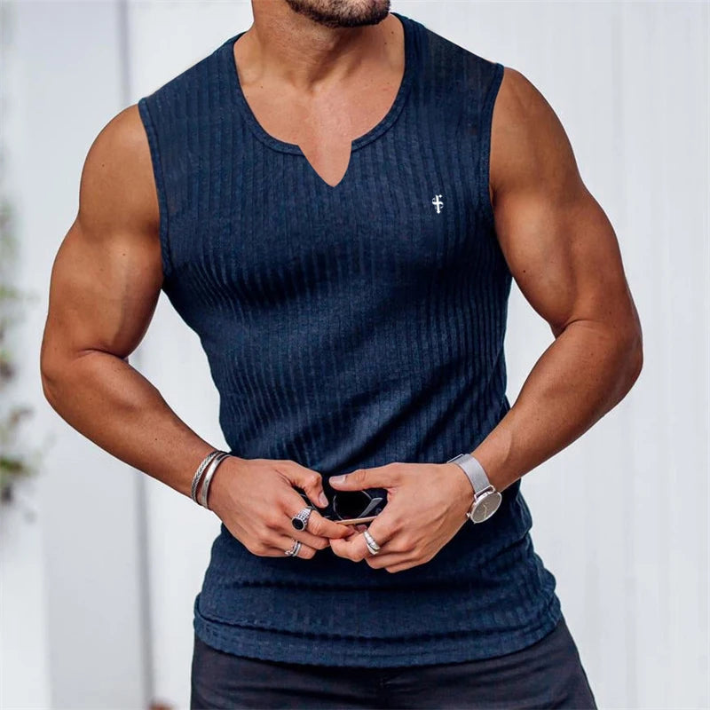 Men V-Neck Sleeveless T-Shirt.