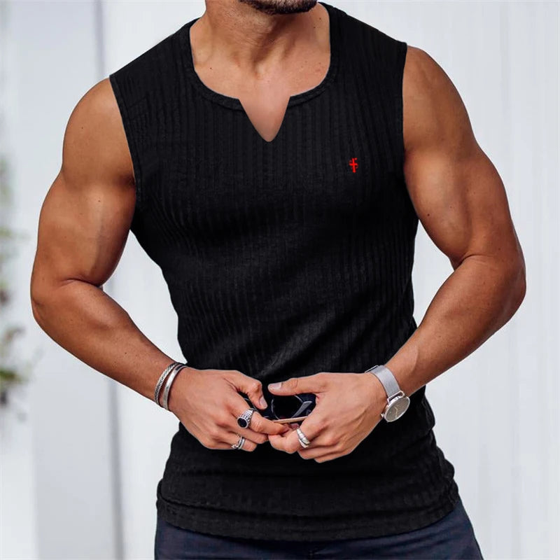 Men V-Neck Sleeveless T-Shirt.