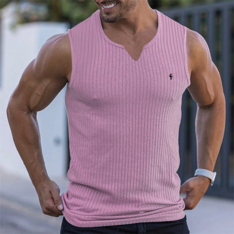 Men V-Neck Sleeveless T-Shirt.