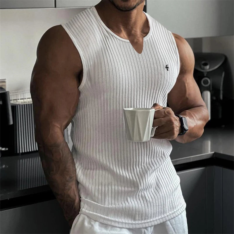 Men V-Neck Sleeveless T-Shirt.