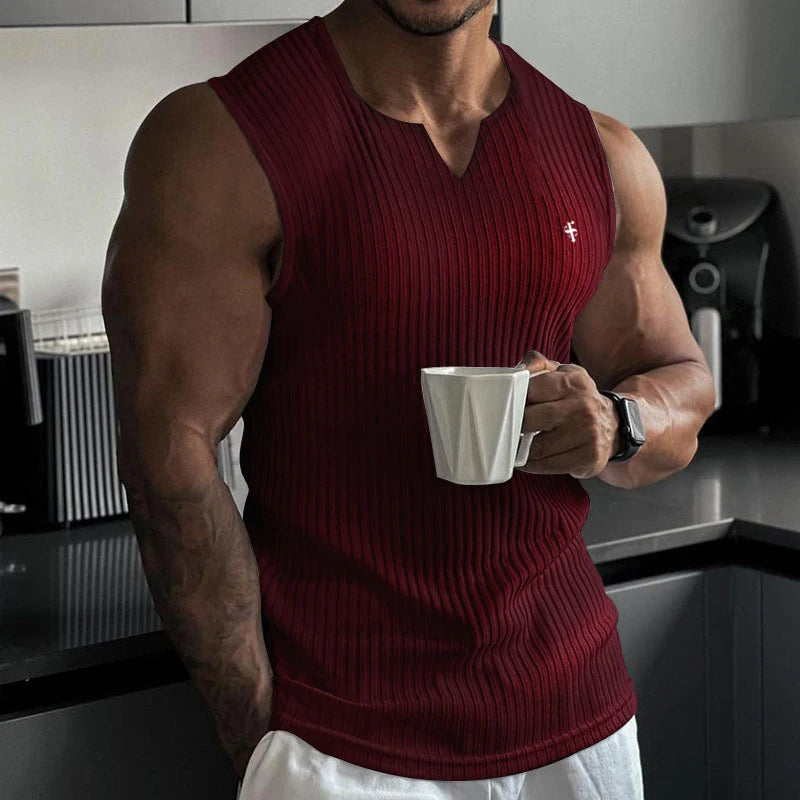 Men V-Neck Sleeveless T-Shirt.